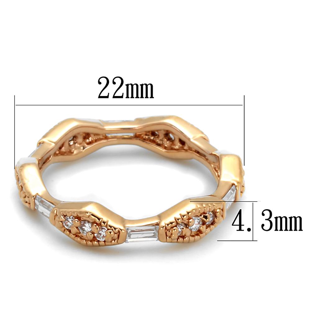 Rose Gold Brass Ring with AAA Grade CZ in Clear - Backordered, 4-7 Day Shipping Lead Time - Jewelry & Watches - Bijou Her -  -  - 