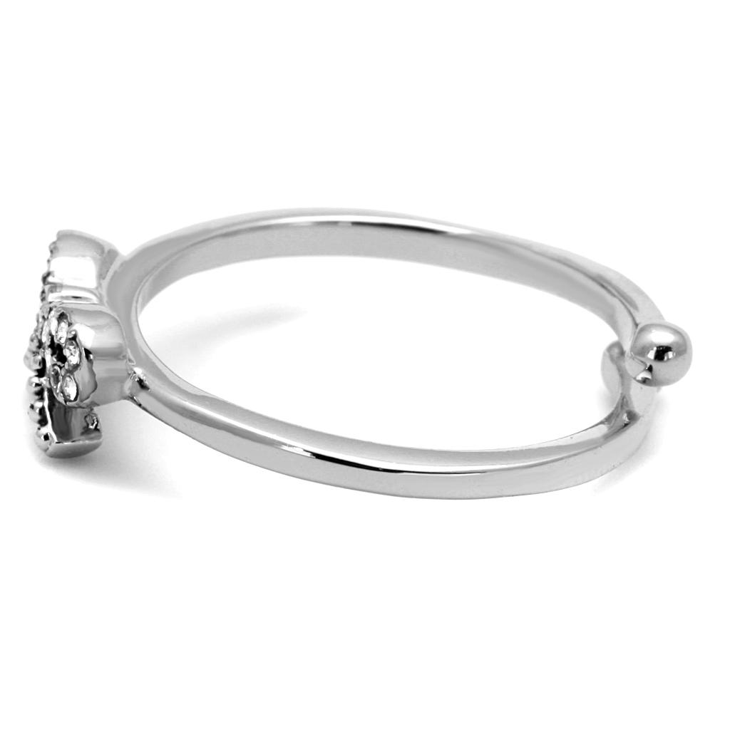 Rhodium Brass Ring with Top Grade Crystal - Clear, 4-7 Day Shipping Lead Time - Jewelry & Watches - Bijou Her -  -  - 