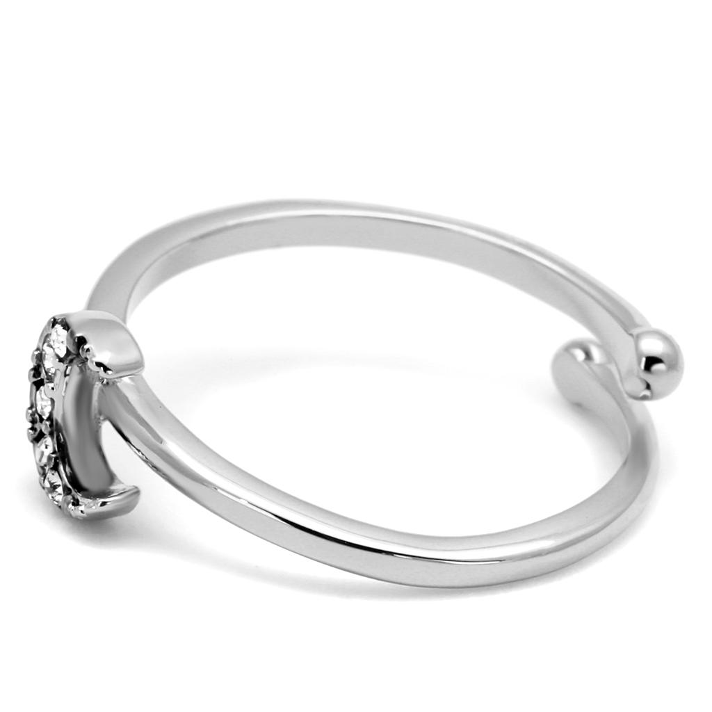 Rhodium Brass Ring with Top Grade Crystal - Clear Center Stone, 4-7 Day Shipping Lead Time - Jewelry & Watches - Bijou Her -  -  - 