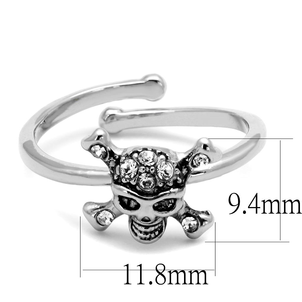 Rhodium Brass Ring with Top Grade Crystal - Clear Center Stone, 4-7 Day Shipping Lead Time - Jewelry & Watches - Bijou Her -  -  - 