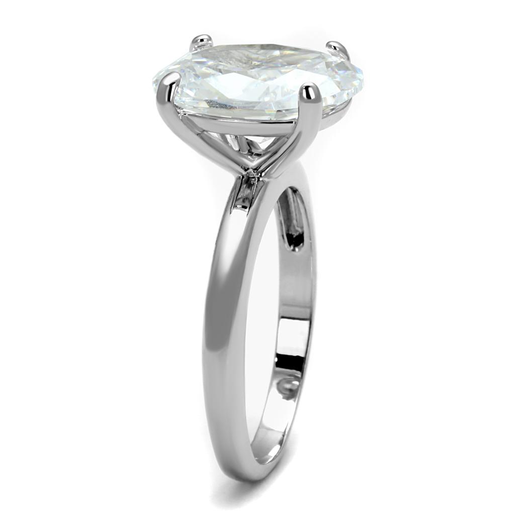 Rhodium Brass Ring with AAA Grade CZ - Clear Solitaire - Jewelry & Watches - Bijou Her -  -  - 