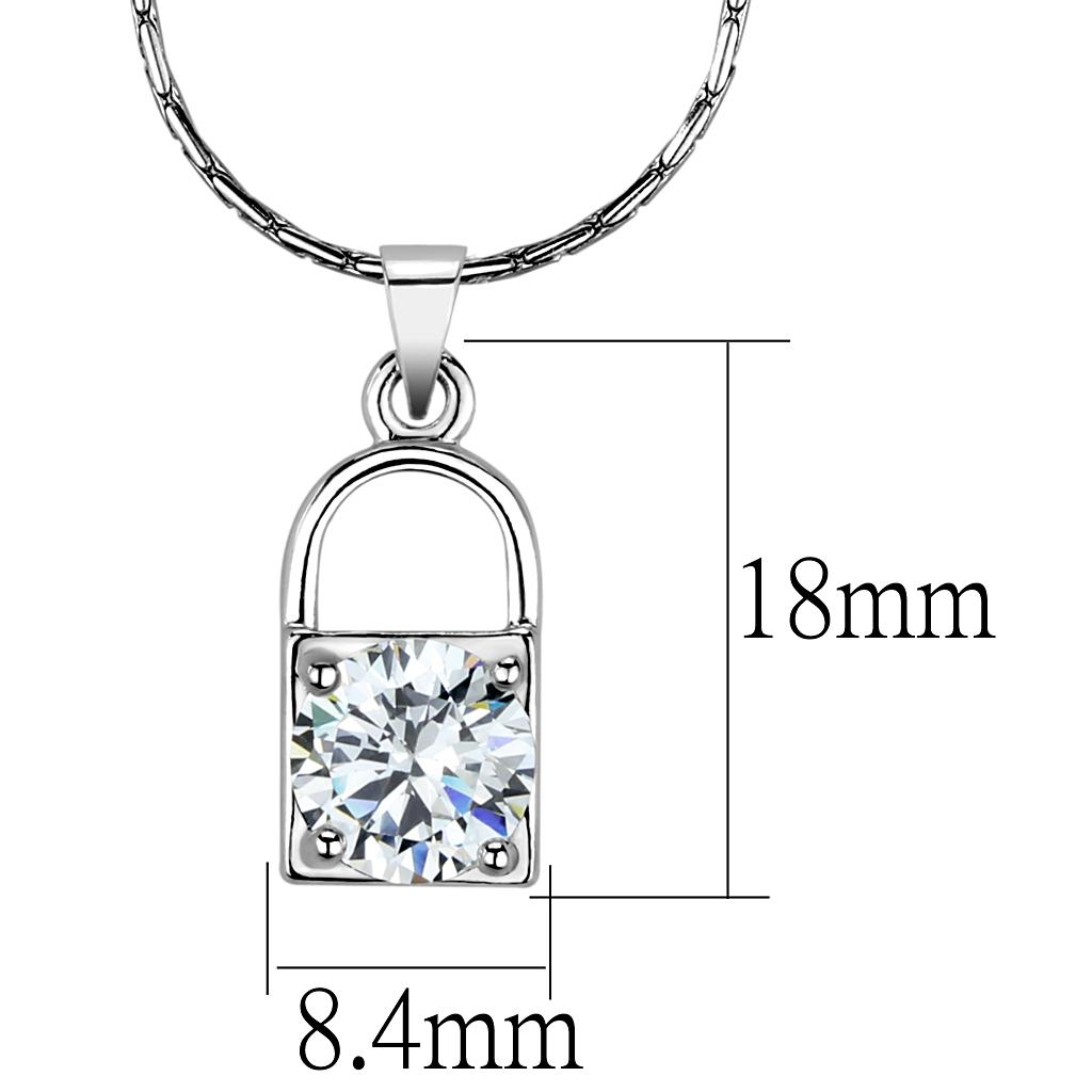 Rhodium Brass Chain Pendant with AAA Grade CZ in Clear - Backordered, 4-7 Day Shipping Lead Time - Jewelry & Watches - Bijou Her -  -  - 