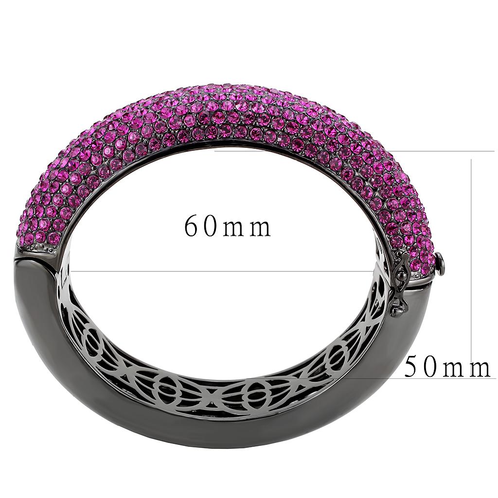 TIN Cobalt Black Brass Bangle with Top Grade Crystal - Fuchsia Stone, 87.41g, Ships in 4-7 Days - Jewelry & Watches - Bijou Her -  -  - 