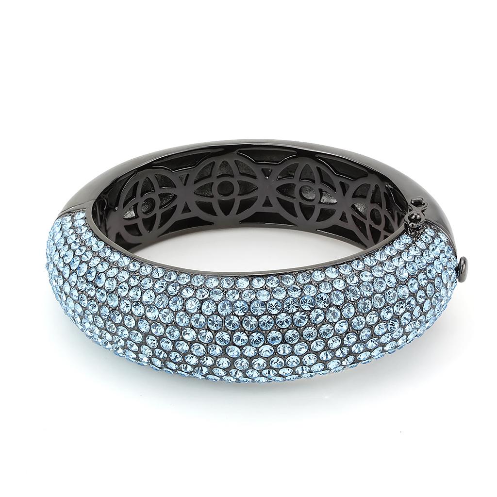 TIN Cobalt Black Brass Bangle with Sea Blue Crystal - Backordered, Ships in 4-7 Days - Jewelry & Watches - Bijou Her -  -  - 