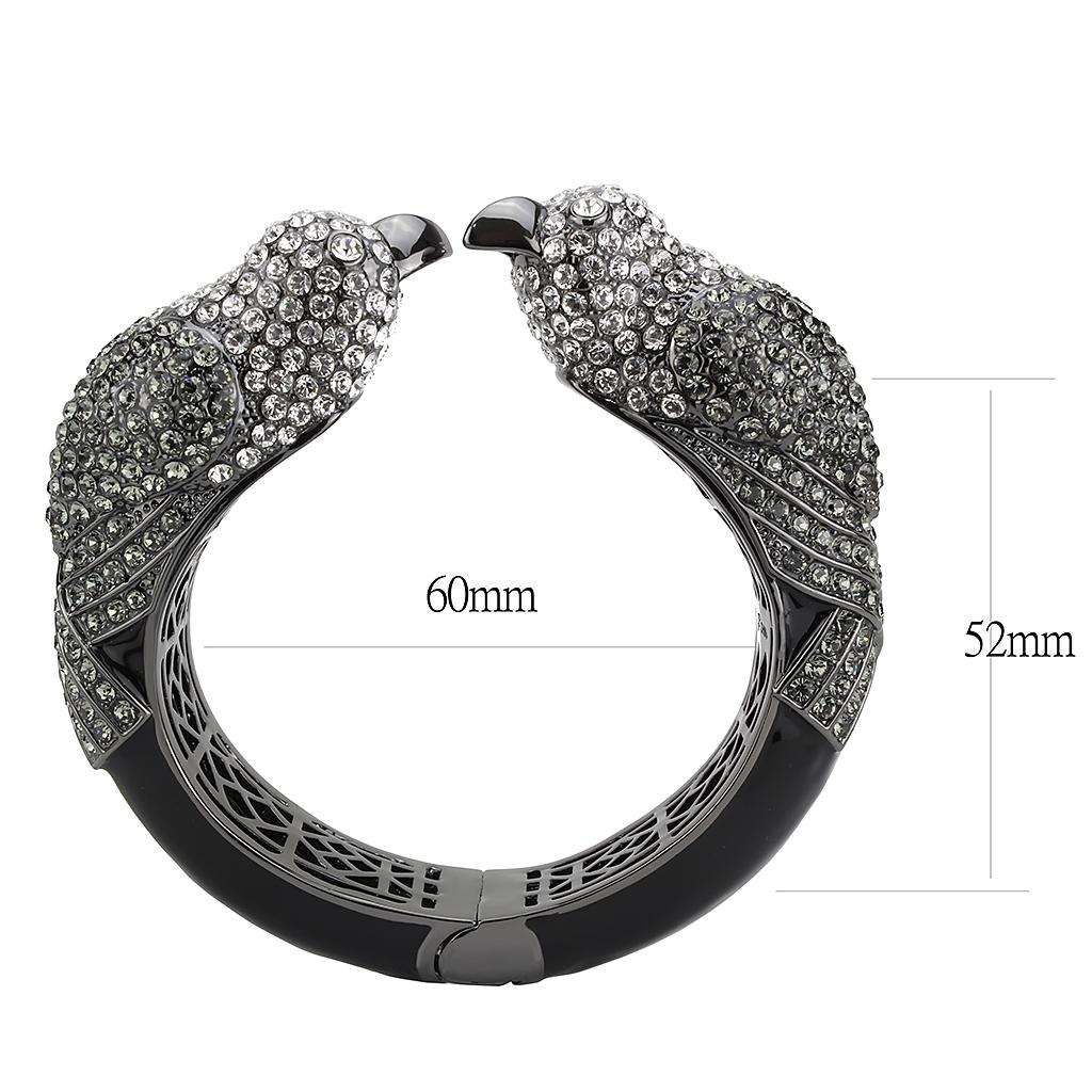 Ruthenium Brass Bangle with Top Grade Crystal - Multi Color, Ships in 4-7 Days - Jewelry & Watches - Bijou Her -  -  - 