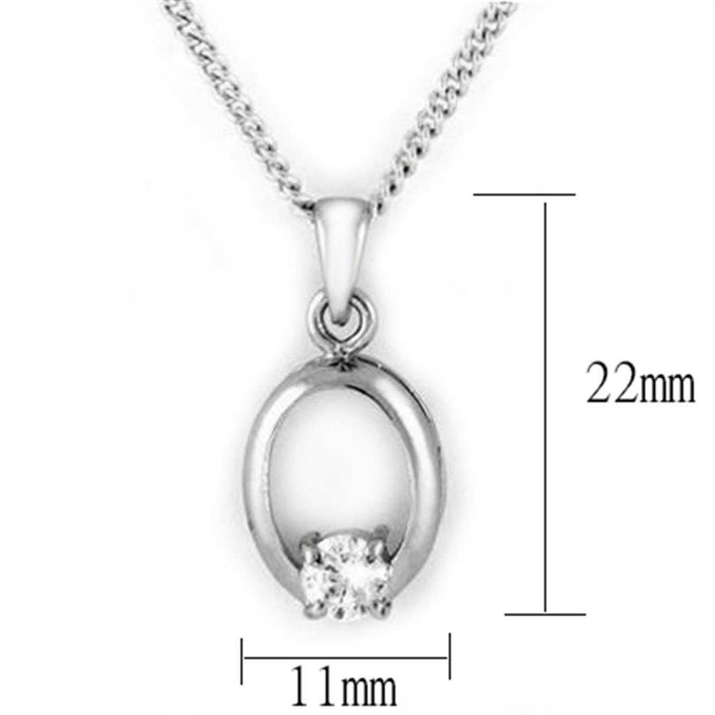 Rhodium Brass Chain Pendant with AAA Grade CZ - Clear, Under $5 - Jewelry & Watches - Bijou Her -  -  - 