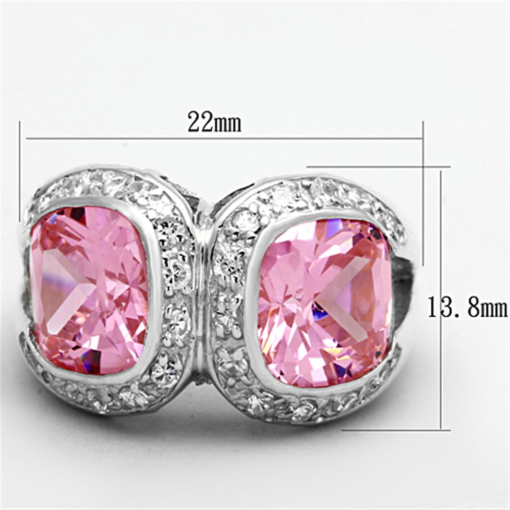 Sterling Silver Ring with AAA CZ in Rose, Ships in 4-7 Days - Jewelry & Watches - Bijou Her -  -  - 