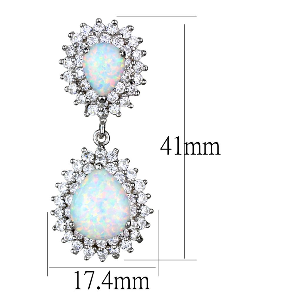 Rhodium Sterling Silver Opal Earrings - Semi-Precious Stones, Aurora Borealis Color, 15.56g, Ships in 4-7 Days - Jewelry & Watches - Bijou Her -  -  - 