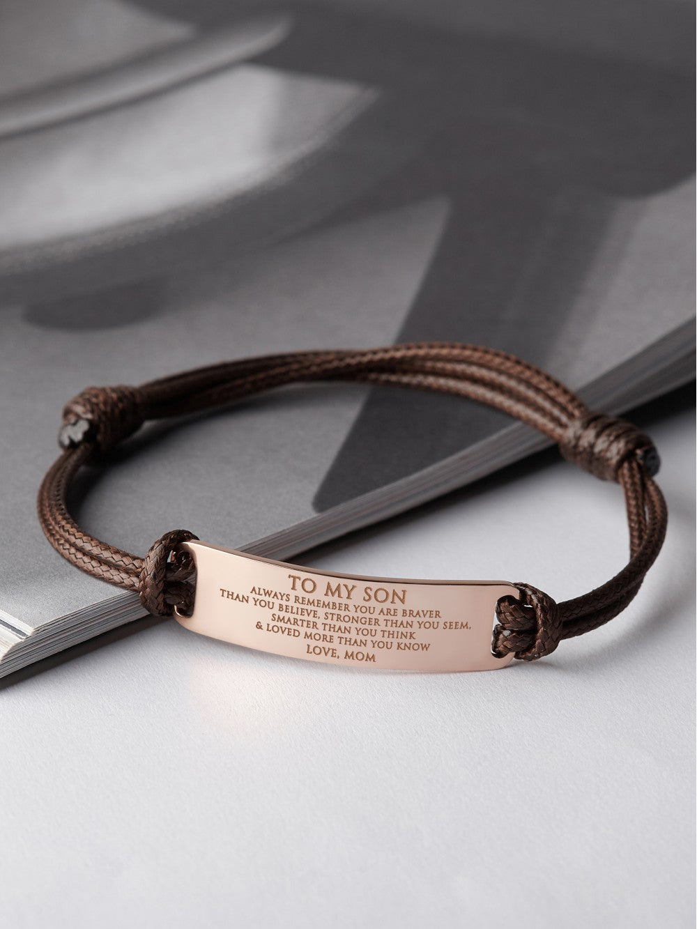 Personalized Leather Bracelet for Son - Graduation, Christmas Gift from Mom - Bracelets - Bijou Her -  -  - 