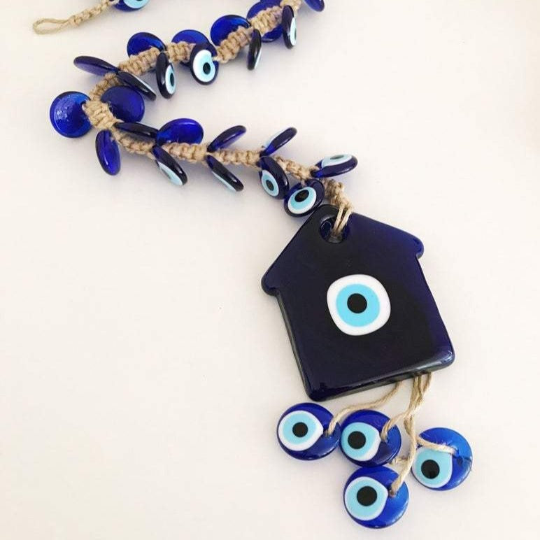 Large Evil Eye Wall Hanging with 41 Beads - Handmade Greek New Home Gift for Protection and Decor - Jewelry & Watches - Bijou Her -  -  - 