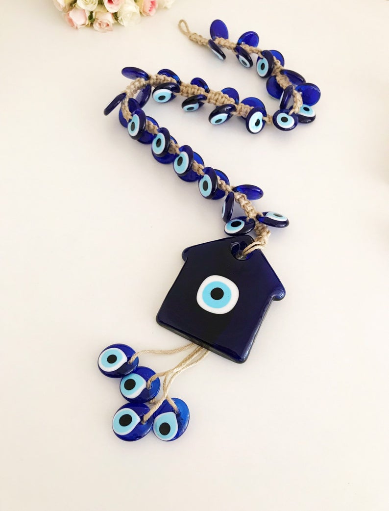 Large Evil Eye Wall Hanging with 41 Beads - Handmade Greek New Home Gift for Protection and Decor - Jewelry & Watches - Bijou Her -  -  - 