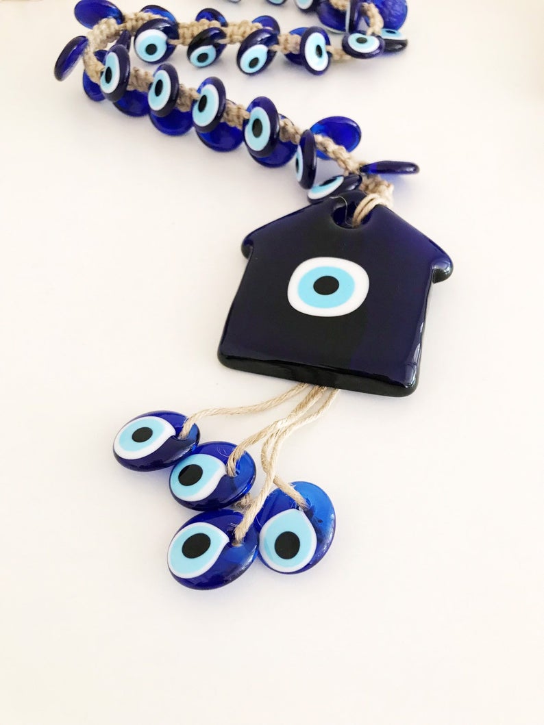 Large Evil Eye Wall Hanging with 41 Beads - Handmade Greek New Home Gift for Protection and Decor - Jewelry & Watches - Bijou Her -  -  - 