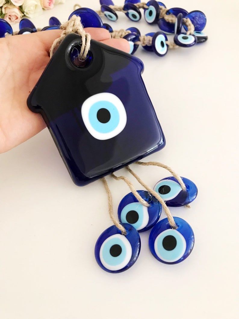 Large Evil Eye Wall Hanging with 41 Beads - Handmade Greek New Home Gift for Protection and Decor - Jewelry & Watches - Bijou Her -  -  - 