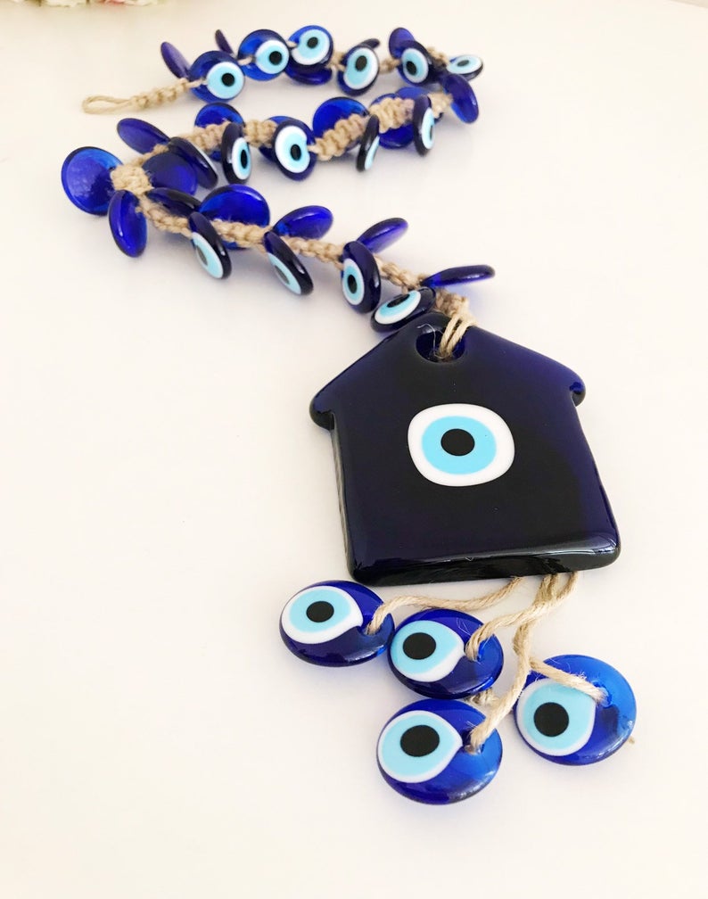 Large Evil Eye Wall Hanging with 41 Beads - Handmade Greek New Home Gift for Protection and Decor - Jewelry & Watches - Bijou Her -  -  - 