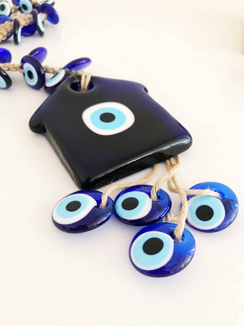 Large Evil Eye Wall Hanging with 41 Beads - Handmade Greek New Home Gift for Protection and Decor - Jewelry & Watches - Bijou Her -  -  - 