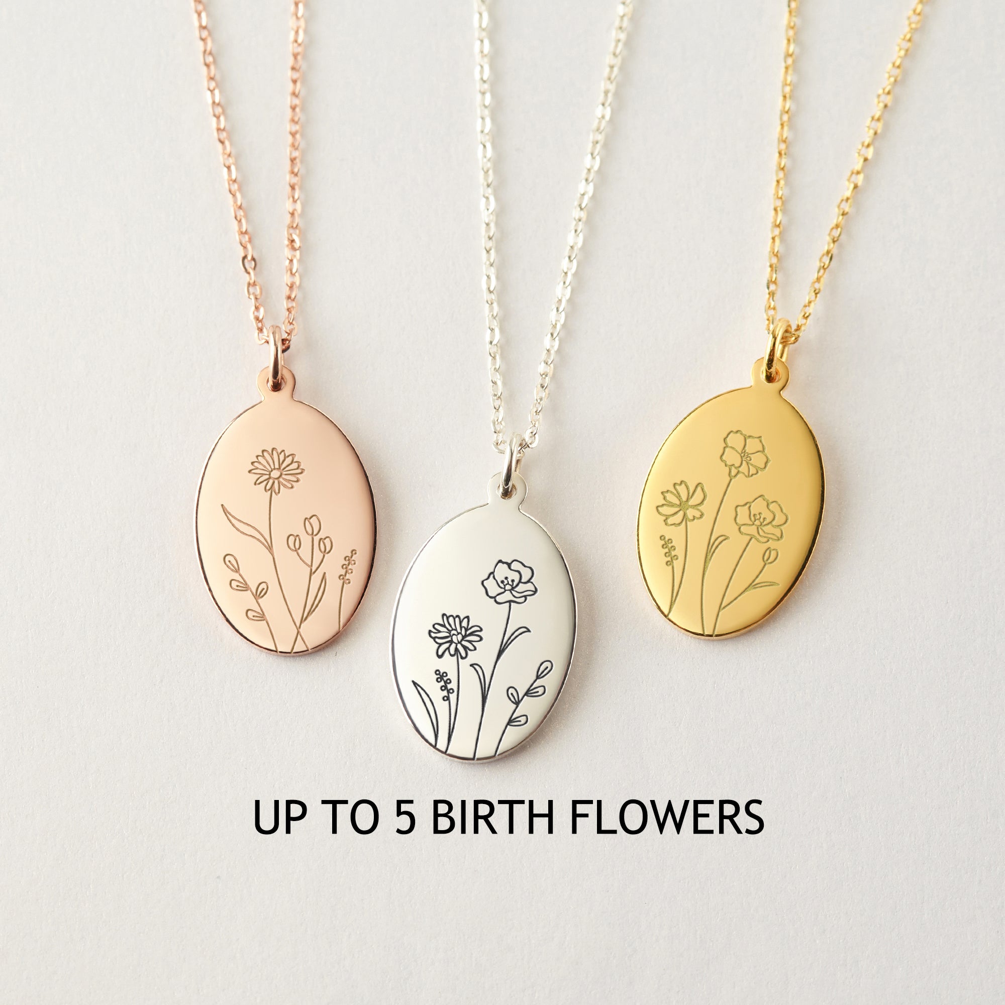 Personalized Birth Flower Necklace - 925 Sterling Silver & 18K Gold Plated Jewelry for Mom, Grandma, and More - Necklaces - Bijou Her -  -  - 