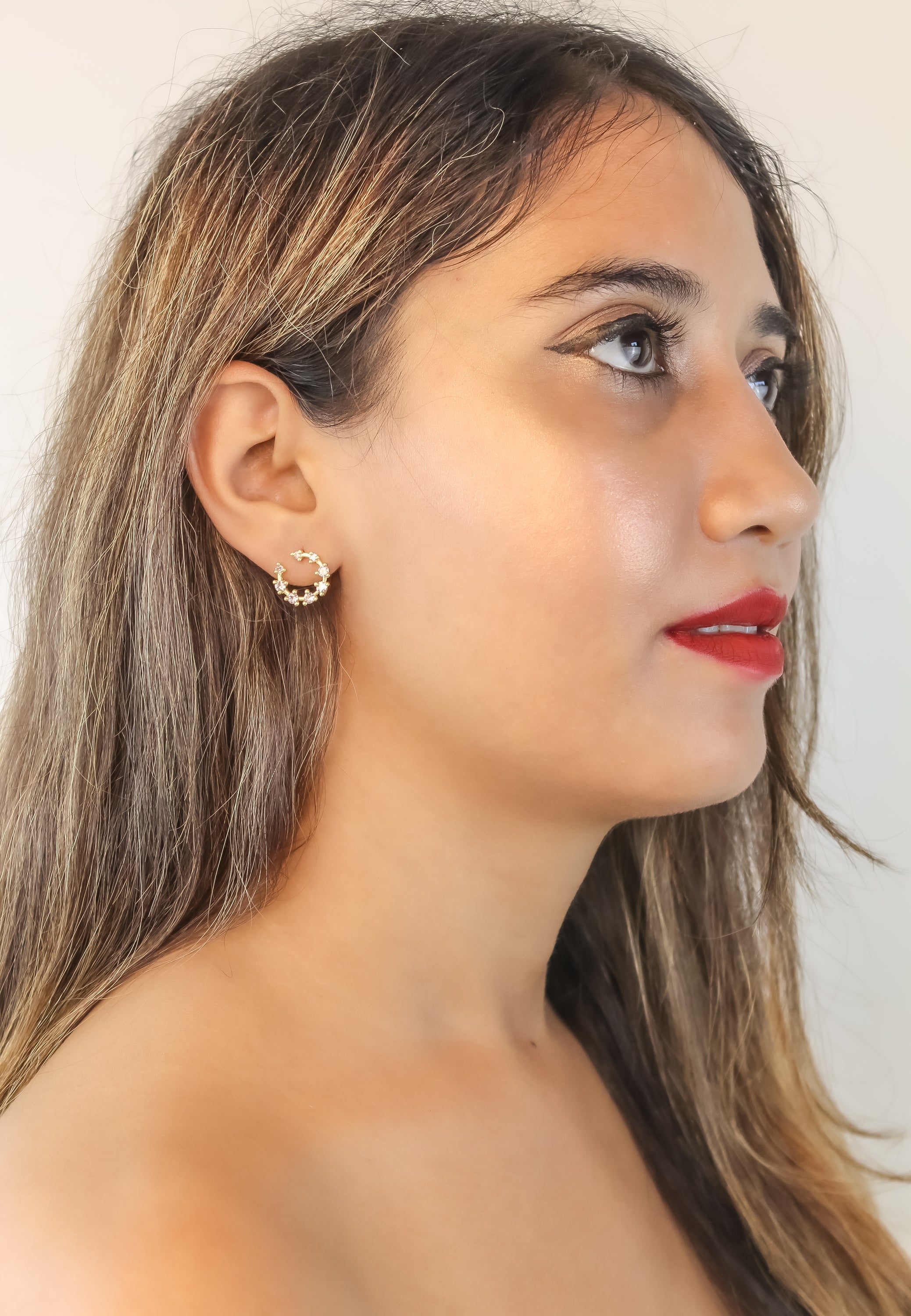 Gold-Plated Viper Earrings with Zirconia Stones for Pierced Ears - Sustainable and Hypoallergenic - Jewelry & Watches - Bijou Her -  -  - 