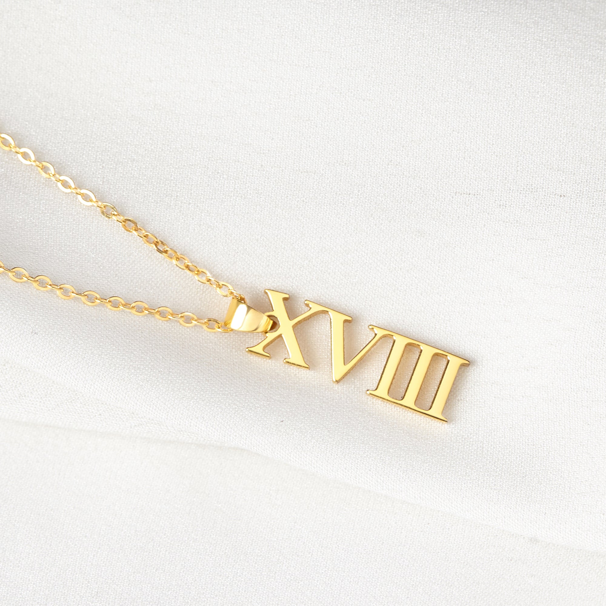 Personalized Roman Numeral Necklace - 925 Sterling Silver & 18K Gold Plated, Gift for Her, Mom, Grandma, Christmas, Birthday - Necklaces - Bijou Her -  -  - 