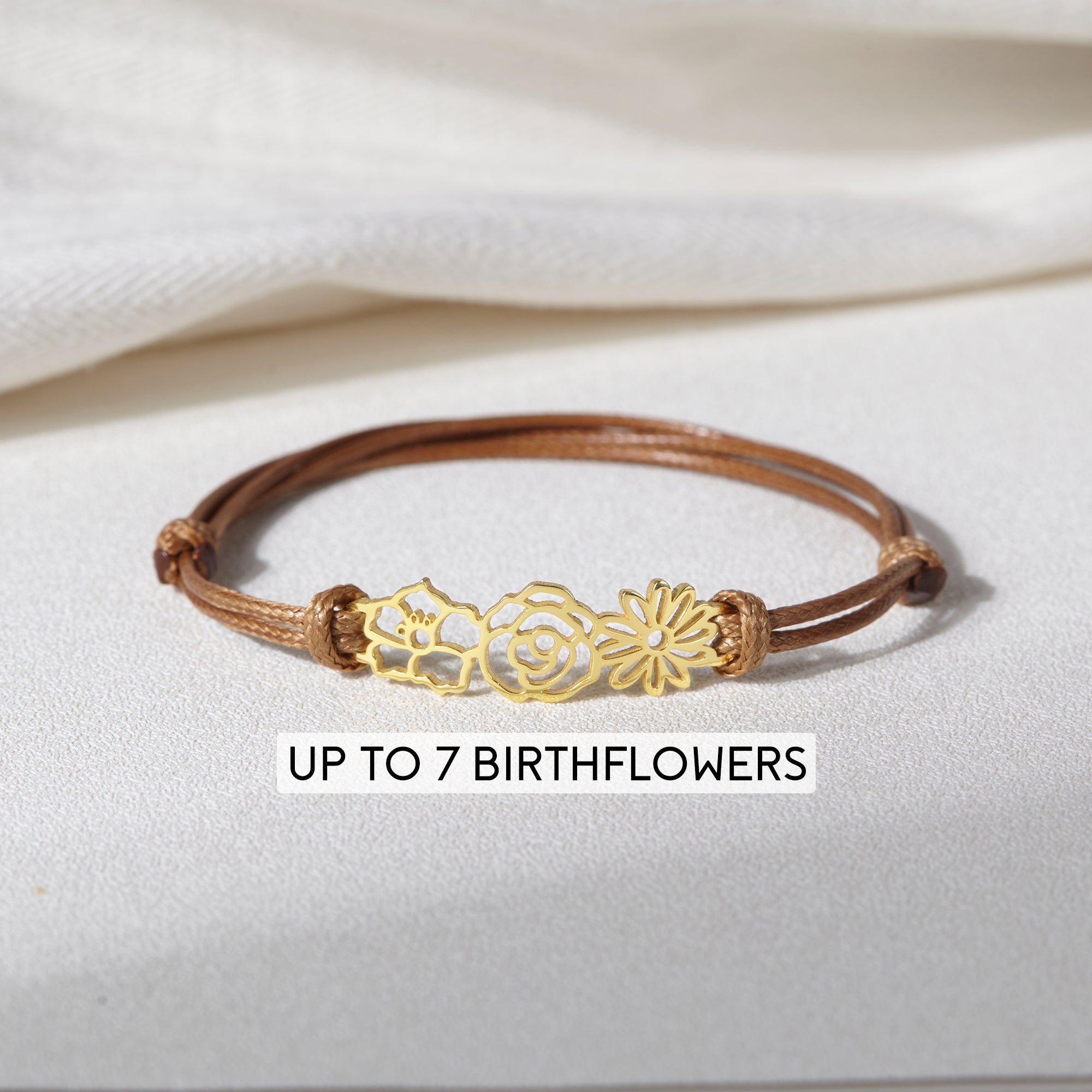 Personalized Birth Month Flower Bracelet - 925 Sterling Silver & 18K Gold Plated Leather Jewelry for Mom and Grandmother - Christmas Gift Idea - Bracelets - Bijou Her -  -  - 