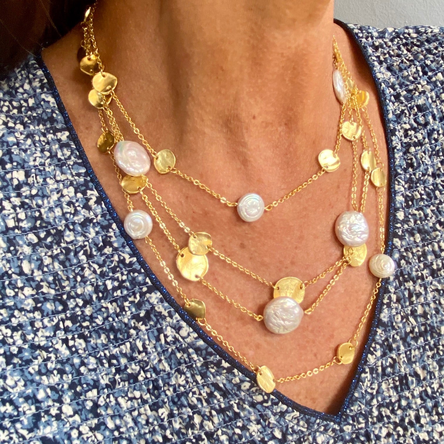 Hypoallergenic Gold/Silver Plated Necklace - Elegant Design, 17" Length, Free Worldwide Shipping - Jewelry & Watches - Bijou Her -  -  - 