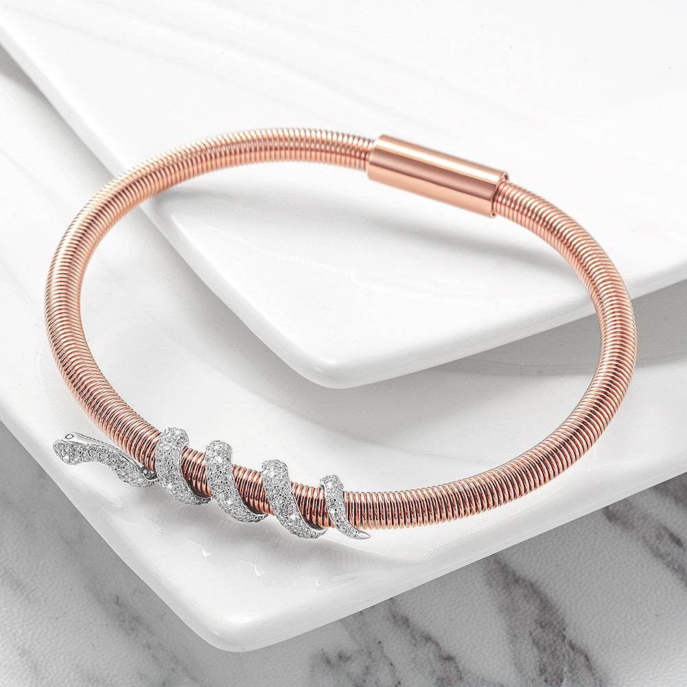 Hypoallergenic Snake Coiled Bangle Bracelet in Gold and Rose Gold - Jewelry & Watches - Bijou Her -  -  - 