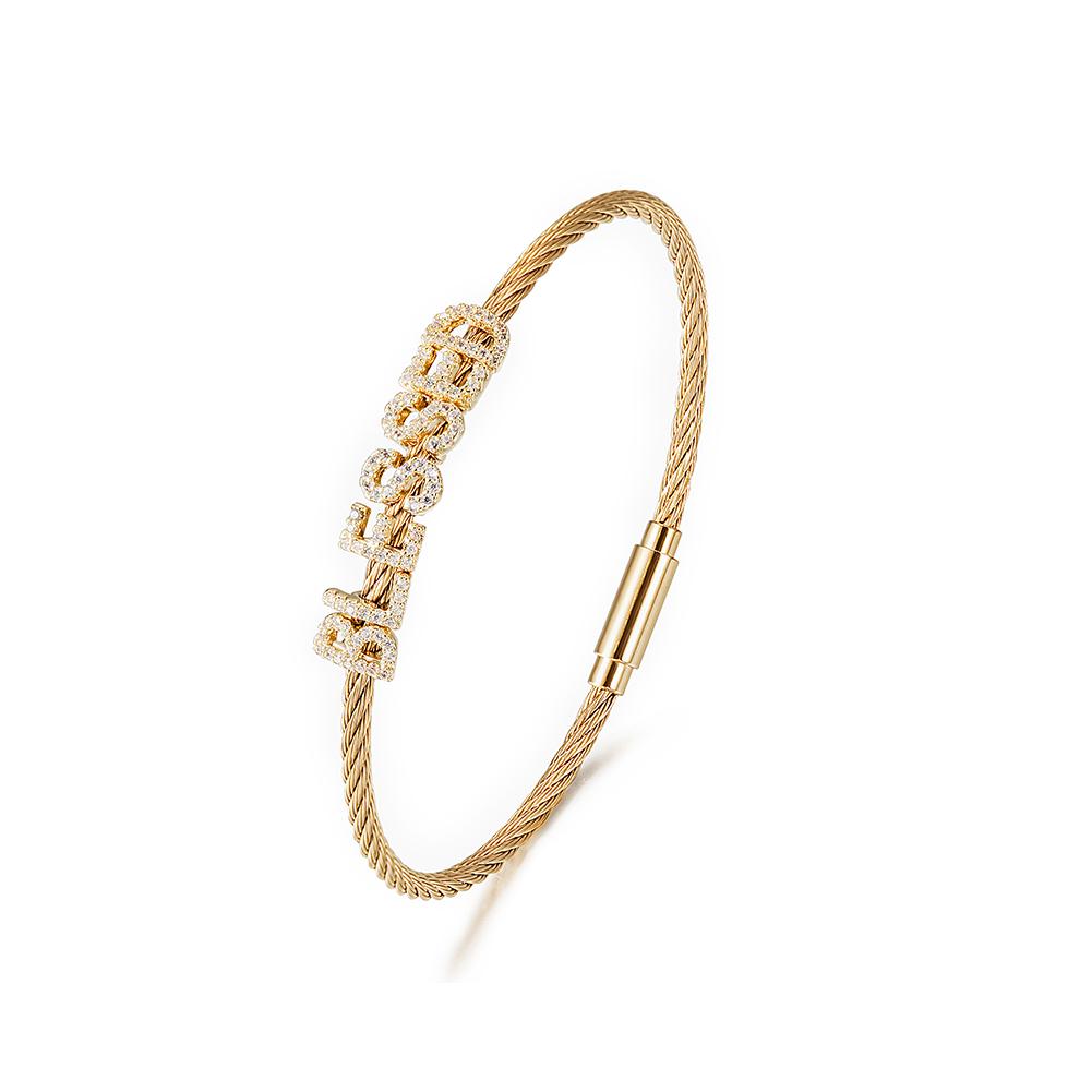 Hypoallergenic Gold Plated Bracelet with Pavé Statement - Jewelry & Watches - Bijou Her -  -  - 