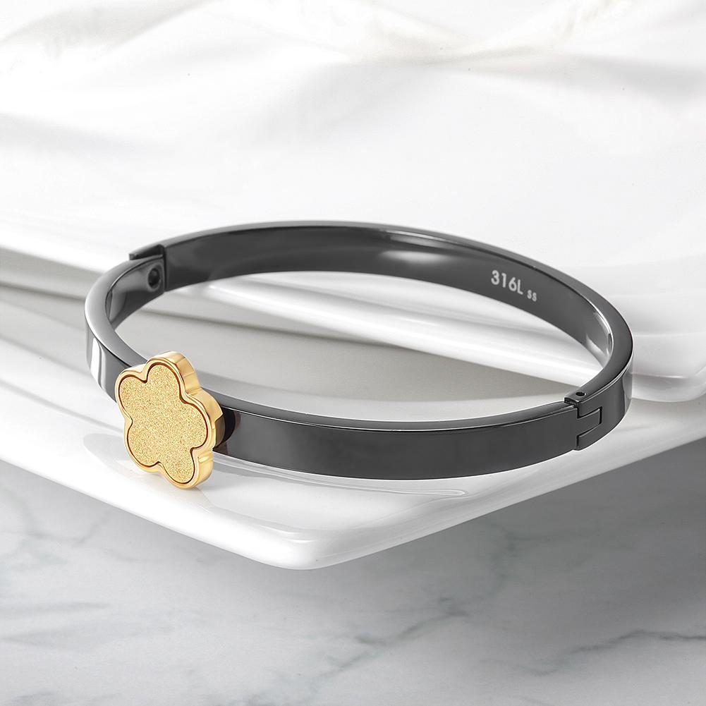 Lucky Clover Bangle - Elegant Five-Leaf Circle in Gold, Rose Gold, and Silver for Women - Jewelry & Watches - Bijou Her -  -  - 