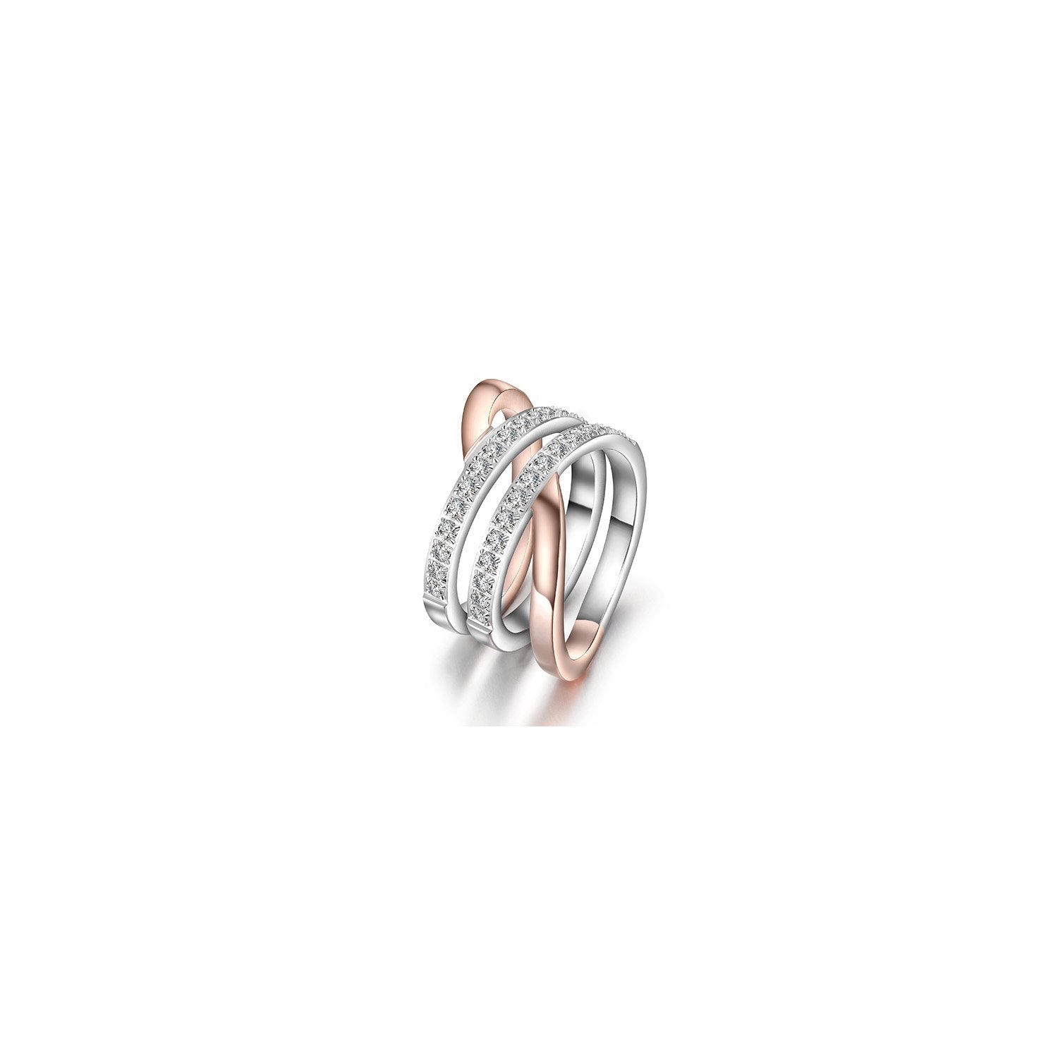 Rose Gold Wide Band Cocktail Ring with CZ - Jewelry & Watches - Bijou Her -  -  - 