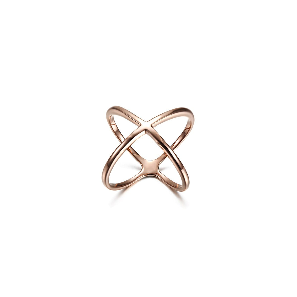 Hypoallergenic Rose Gold Crisscross Band Ring - Statement Fashion Jewelry for Women - Jewelry & Watches - Bijou Her -  -  - 