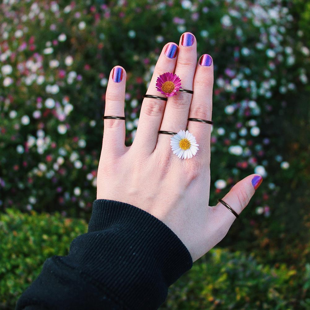 Hypoallergenic Black Stack Rings - Set of 6, Sizes 4-9 - Jewelry & Watches - Bijou Her -  -  - 