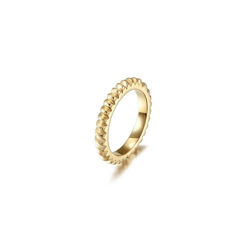 Gold Ribbed Stackable Rings for Modern Women - Jewelry & Watches - Bijou Her - size -  - 