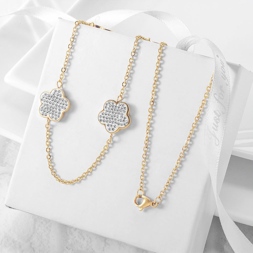 Lucky Clover CZ Chain Necklace - Elegant Fall Jewelry for Women - Jewelry & Watches - Bijou Her -  -  - 