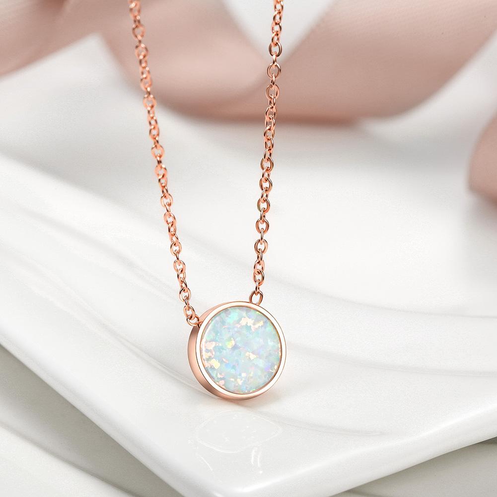 Opal Pendant Necklace in Rose Gold - Hypoallergenic Stainless Steel Jewelry for Women - Jewelry & Watches - Bijou Her -  -  - 