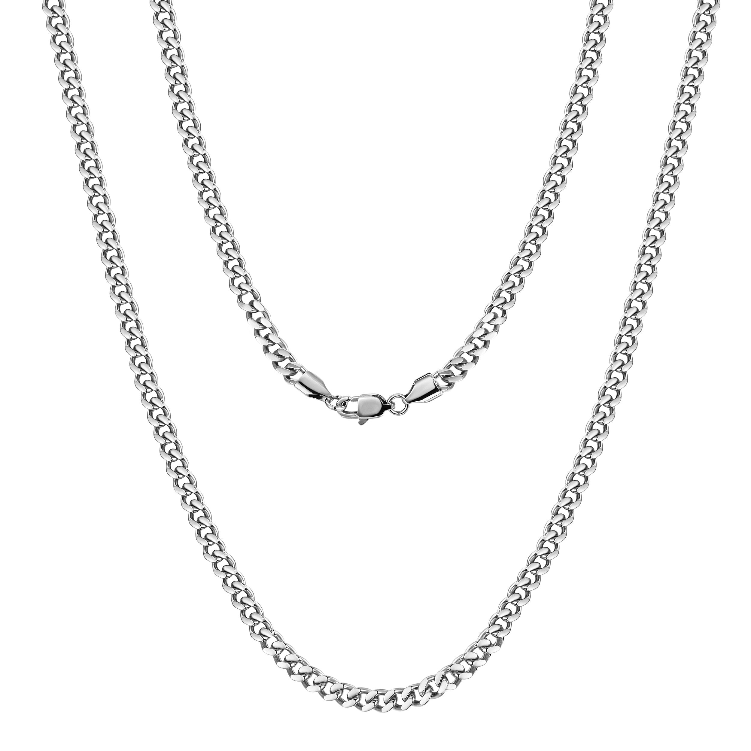 Silver Cuban Chain Necklace - 5mm Width, Hypoallergenic & Non-Tarnishing - Jewelry & Watches - Bijou Her -  -  - 