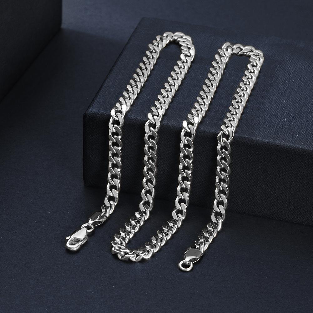 Silver Cuban Chain Necklace - 5mm Width, Hypoallergenic & Non-Tarnishing - Jewelry & Watches - Bijou Her -  -  - 