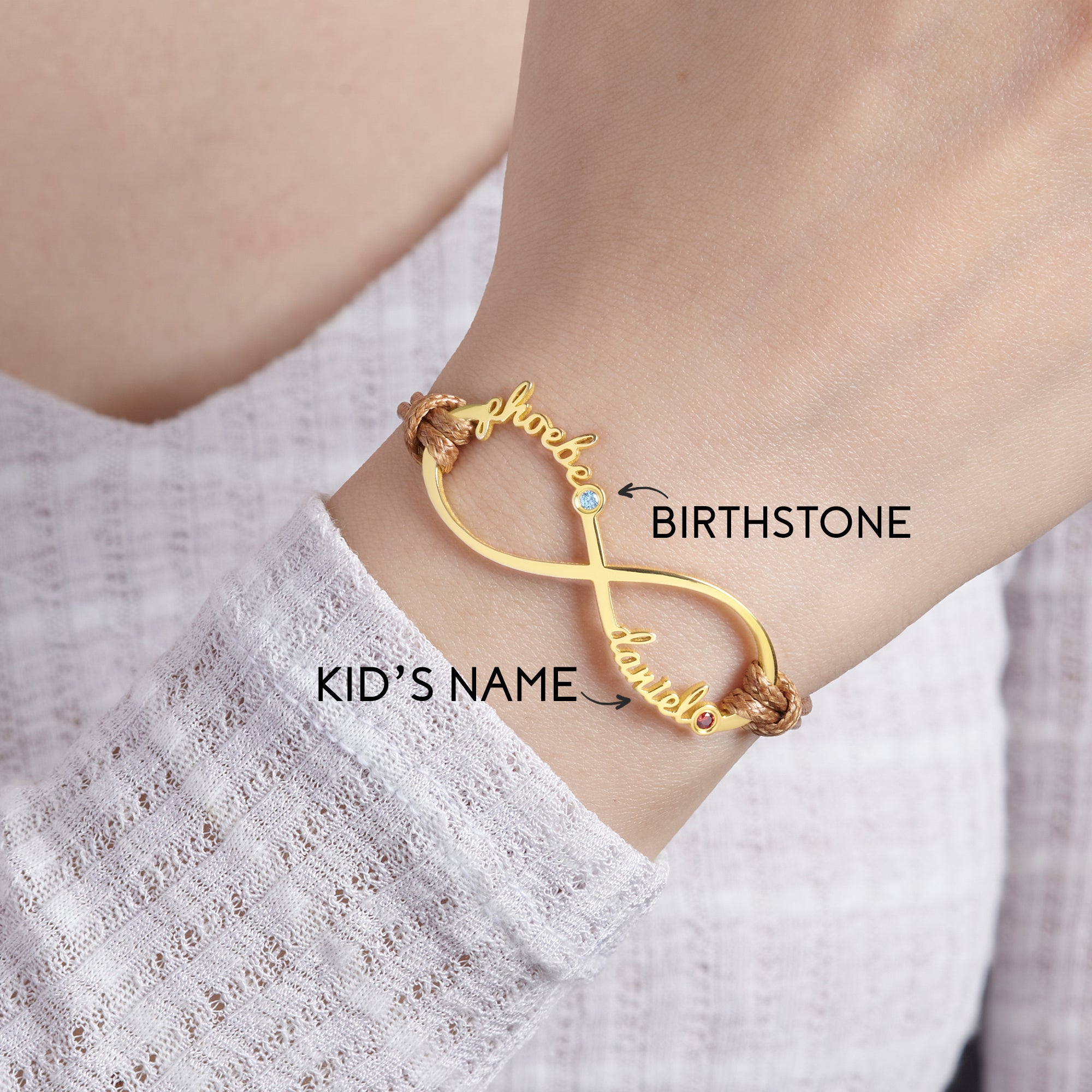 Personalized Mom Bracelet with Kids' Names & Birthstones - 925 Sterling Silver & 18K Gold Plated - Bracelets - Bijou Her -  -  - 