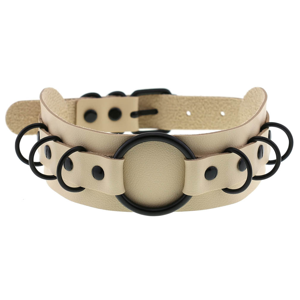 Leather Collarnecklace Exaggerated Personalized Black Ring Clavicle Necklace - 0 - Bijou Her -  -  - 