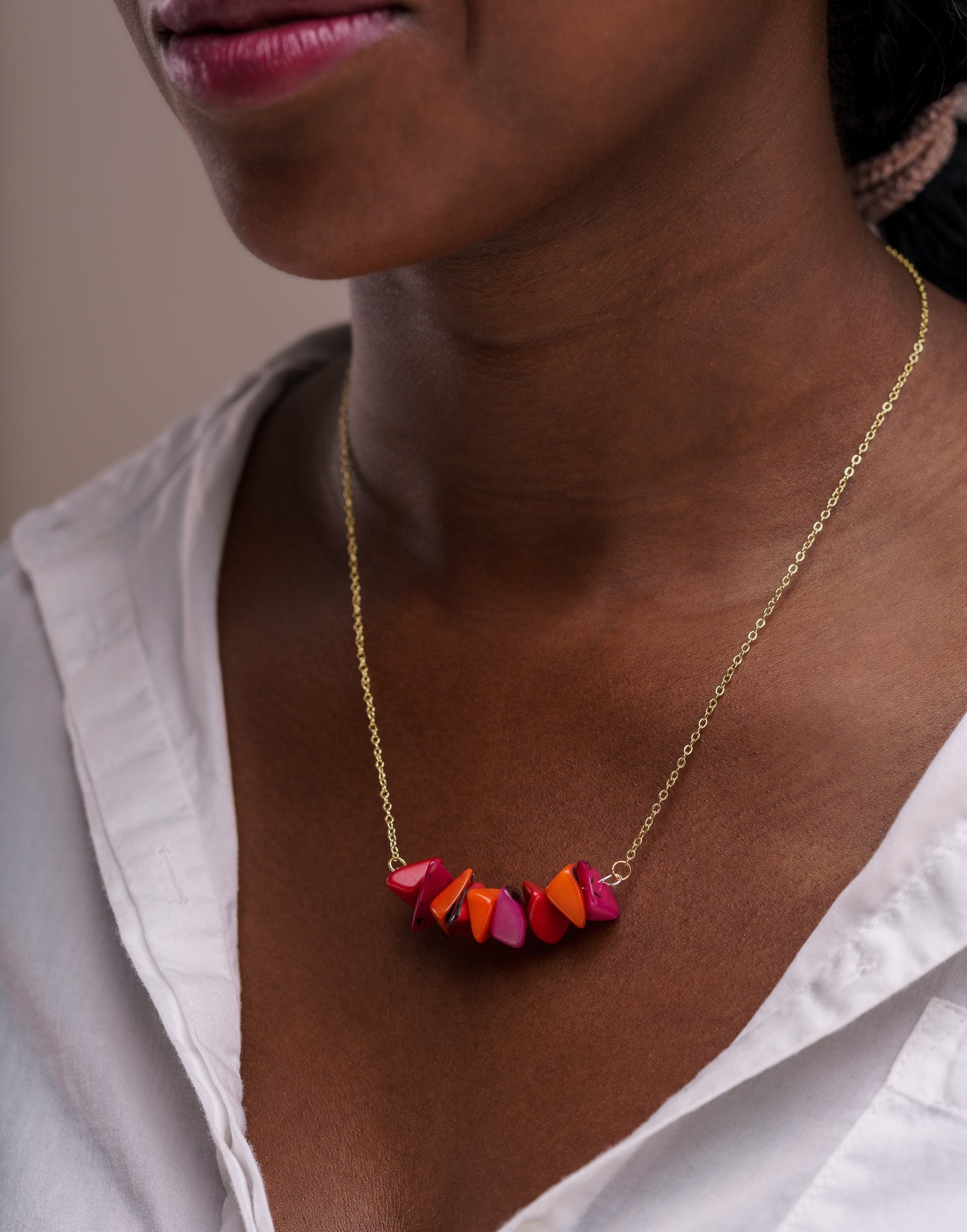 Organic Tagua Nut Necklace with Brass Chain - Handmade in Scotland - Jewelry & Watches - Bijou Her -  -  - 