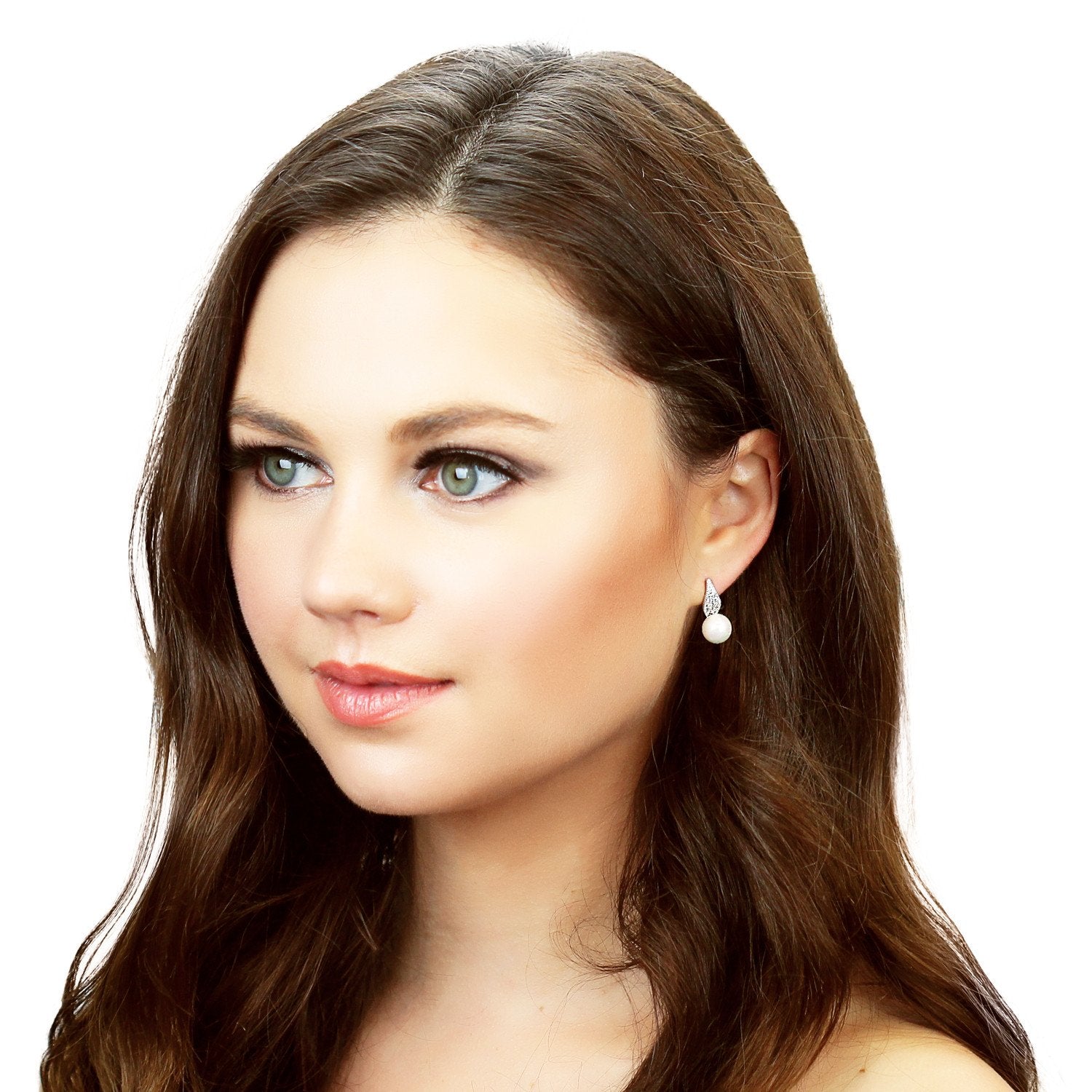 Sparkling CZ Crystal Petal Earrings with Pearl Stud - Hypoallergenic & Free Shipping Worldwide - Earrings - Bijou Her -  -  - 