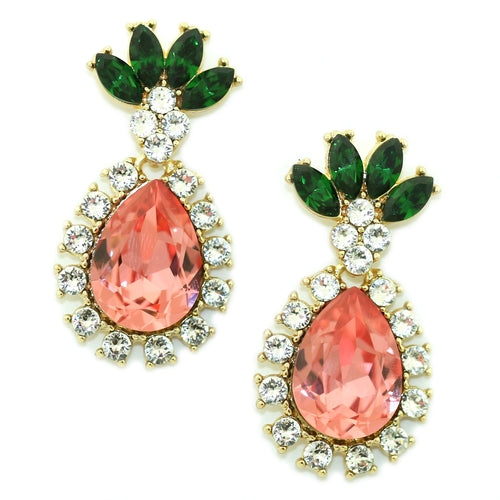 Island-Inspired Swarovski Crystal Pineapple Earrings: Hypoallergenic & Stylish Jewelry - Earrings - Bijou Her - Color -  - 