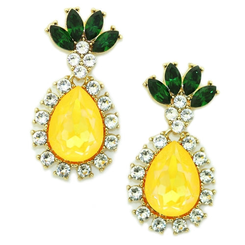 Island-Inspired Swarovski Crystal Pineapple Earrings: Hypoallergenic & Stylish Jewelry - Earrings - Bijou Her - Color -  - 