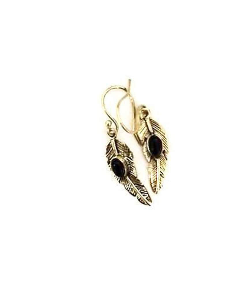 Handmade Feather Stone Leaf Dangling Earrings - Variety of Colors - Hypoallergenic & Adjustable - Jewelry & Watches - Bijou Her -  -  - 