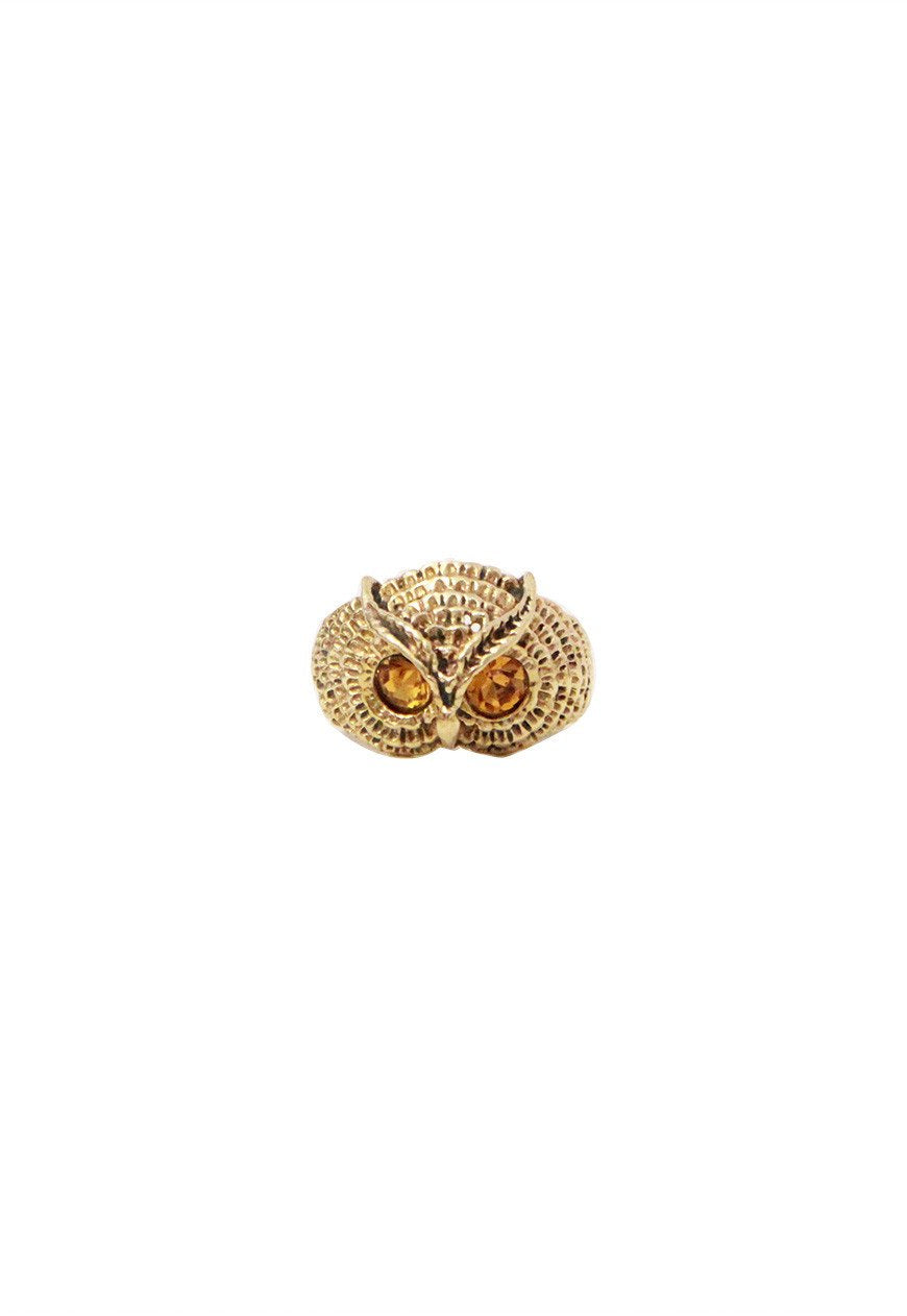 Semi Precious Stone Owl Ring - Handmade Brass and Silver Jewelry for Animal Lovers - Jewelry & Watches - Bijou Her -  -  - 