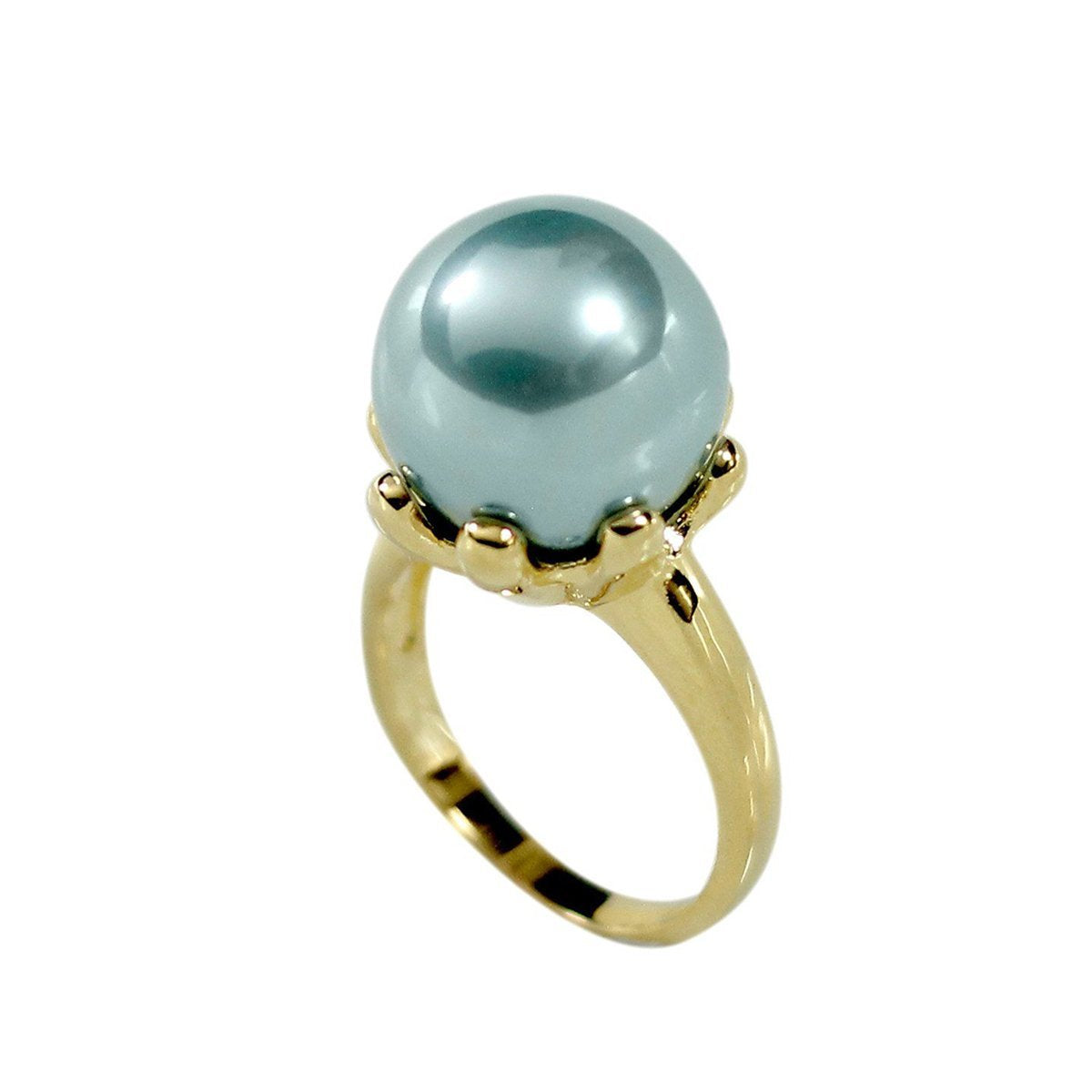 Simulated Teal Pearl Lotus Ring - Hypoallergenic and Free Worldwide Shipping - Rings - Bijou Her -  -  - 