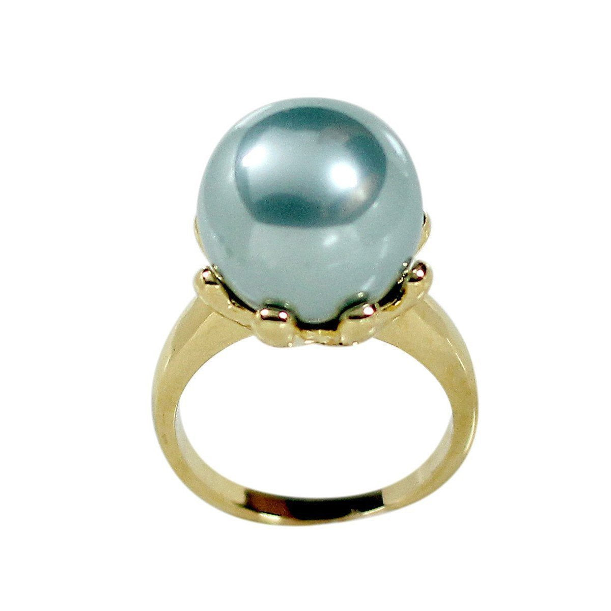Simulated Teal Pearl Lotus Ring - Hypoallergenic and Free Worldwide Shipping - Rings - Bijou Her -  -  - 