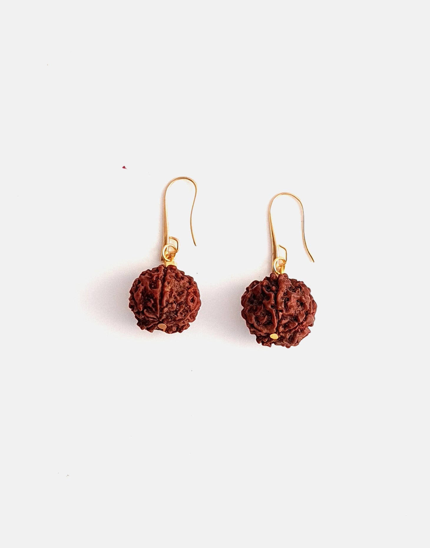 Spiritual Rudraksha Earrings: Natural Seeds and Raw Brass Hooks for Healing and Calmness - Jewelry & Watches - Bijou Her -  -  - 