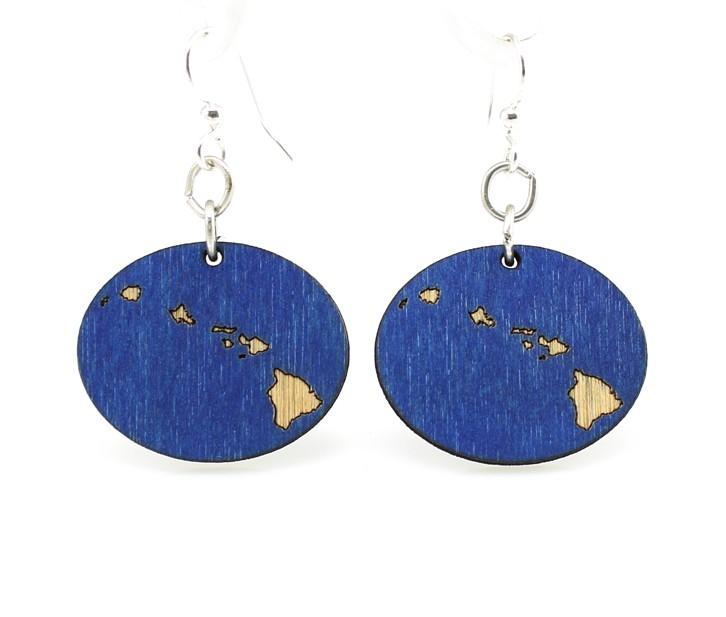 Sustainable Blue Aloha State Earrings - Hypoallergenic, Made in USA, 1.0" x 0.8" - Earrings - Bijou Her -  -  - 