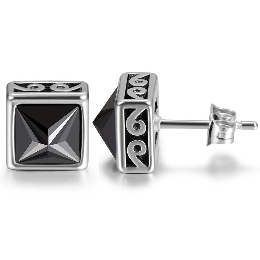 Hypoallergenic Black Square CZ Stud Earrings in Stainless Steel - Jewelry & Watches - Bijou Her -  -  - 