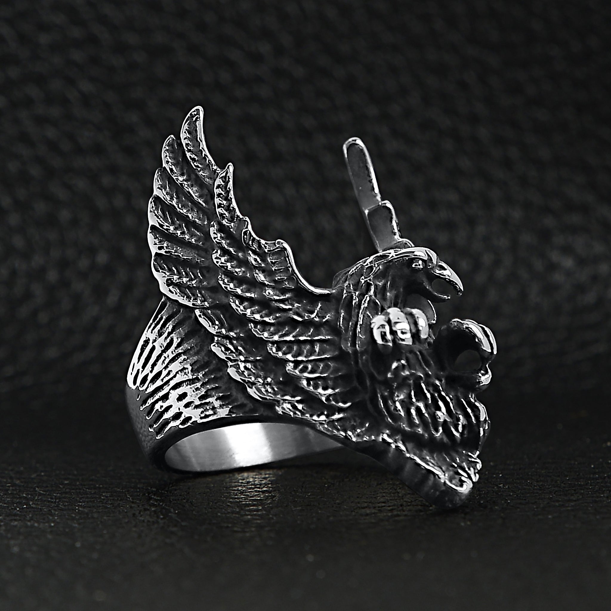 Stainless Steel Flying Eagle Ring - Durable and Hypoallergenic Jewelry for Men - Jewelry & Watches - Bijou Her -  -  - 