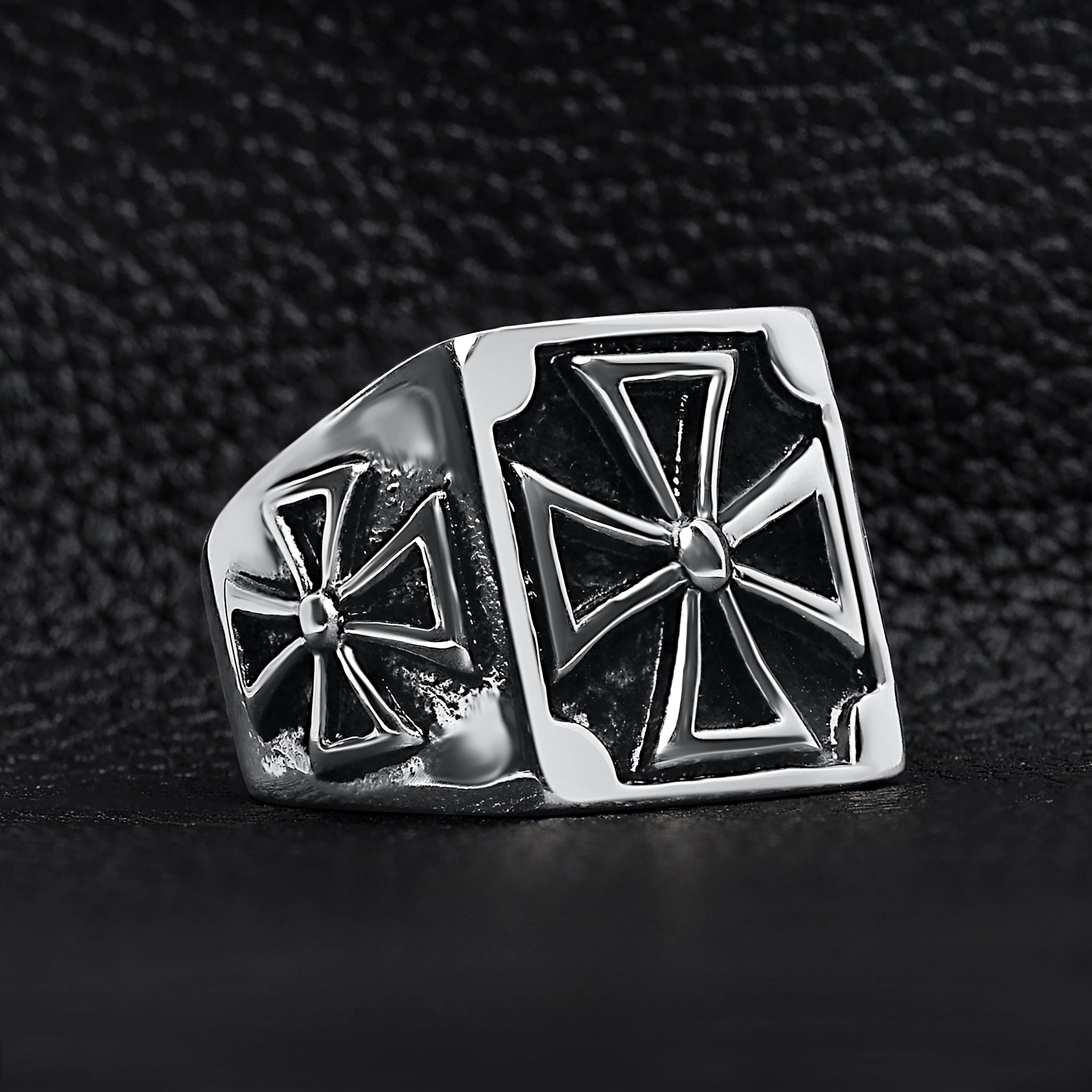 Stainless Steel Maltese Cross Signet Ring - Durable and Stylish - Jewelry & Watches - Bijou Her -  -  - 
